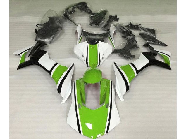 Blanco Brillante Verde & Negro 2015-2019 Yamaha R1 Carenados Moto Blanco Brillante Verde & Negro 2015-2019 Yamaha R1 Carenados Moto
