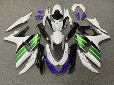 Blanco Brillante Verde Negro & Morado 2009-2016 Suzuki GSXR 1000 Carenados Moto