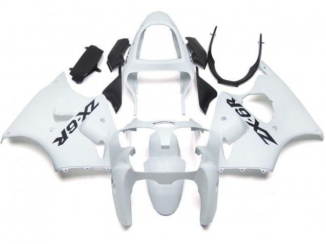 Blanco Brillo Liso Con Logo 2000-2002 Kawasaki ZX6R Carenados Moto Blanco Brillo Liso Con Logo 2000-2002 Kawasaki ZX6R Carenados Moto