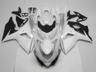 Blanco Brillo & Plata 2009-2016 Suzuki GSXR 1000 Carenados Moto