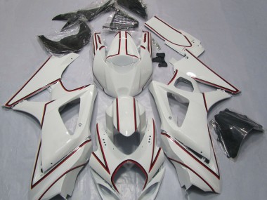 Blanco Con Raya Diplomática Roja 2007-2008 Suzuki GSXR 1000 Carenados Moto