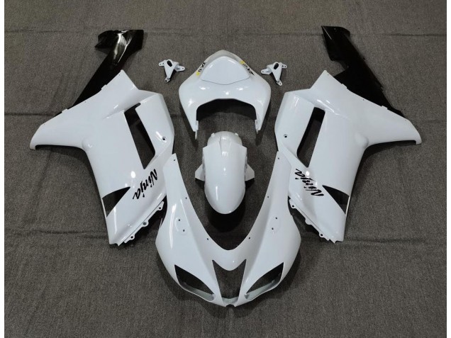 Blanco Liso Brillante 2007-2008 Kawasaki ZX6R Carenados Moto Blanco Liso Brillante 2007-2008 Kawasaki ZX6R Carenados Moto