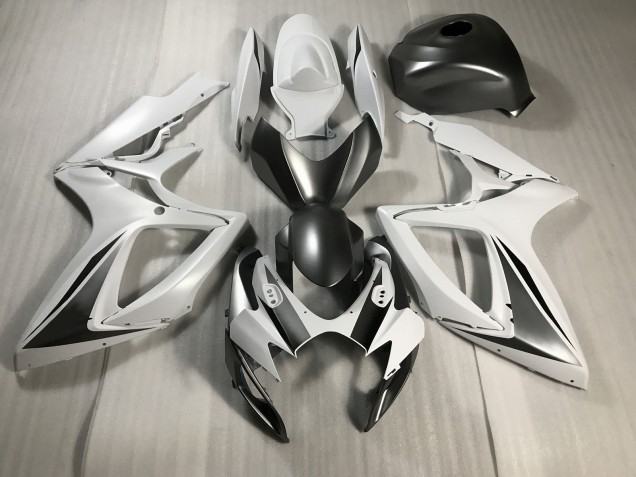 Blanco Mate & Gris 2006-2007 Suzuki GSXR 600-750 Carenados Moto Blanco Mate & Gris 2006-2007 Suzuki GSXR 600-750 Carenados Moto