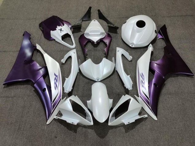 Blanco Mate & Morado 2008-2016 Yamaha R6 Carenados Moto Blanco Mate & Morado 2008-2016 Yamaha R6 Carenados Moto