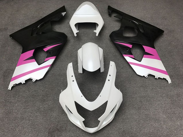 Blanco Mate & Rosa 2004-2005 Suzuki GSXR 600-750 Carenados Moto Blanco Mate & Rosa 2004-2005 Suzuki GSXR 600-750 Carenados Moto