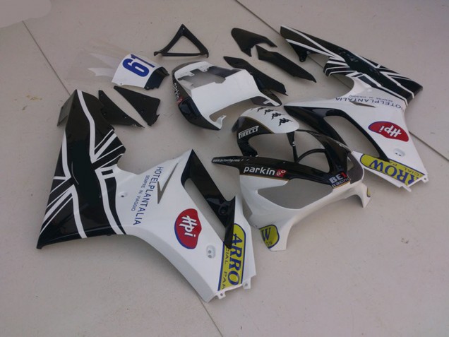 Blanco & Negro Con Bandera 2006-2008 Triumph Daytona 675 Carenados Moto Blanco & Negro Con Bandera 2006-2008 Triumph Daytona 675 Carenados Moto