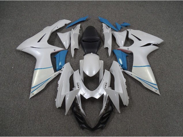 Blanco Perla & Azul Claro 2011-2024 Suzuki GSXR 600-750 Carenados Moto Blanco Perla & Azul Claro 2011-2024 Suzuki GSXR 600-750 Carenados Moto