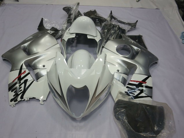 Blanco Plateado 1997-2007 Suzuki GSXR 1300 Carenados Moto Blanco Plateado 1997-2007 Suzuki GSXR 1300 Carenados Moto