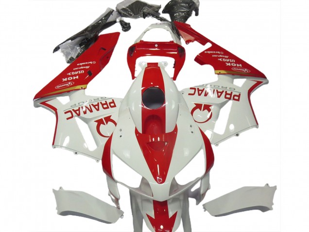 Blanco & Rojo Personalizado 2005-2006 Honda CBR600RR Carenados Moto Blanco & Rojo Personalizado 2005-2006 Honda CBR600RR Carenados Moto