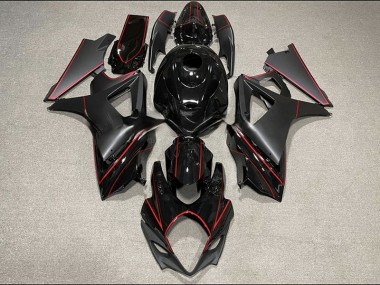 Borde Negro Mate & Brillante & Rojo 2007-2008 Suzuki GSXR 1000 Carenados Moto