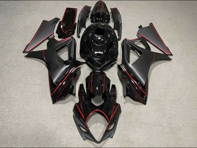 Borde Negro Mate & Brillante & Rojo 2007-2008 Suzuki GSXR 1000 Carenados Moto Borde Negro Mate & Brillante & Rojo 2007-2008 Suzuki GSXR 1000 Carenados Moto