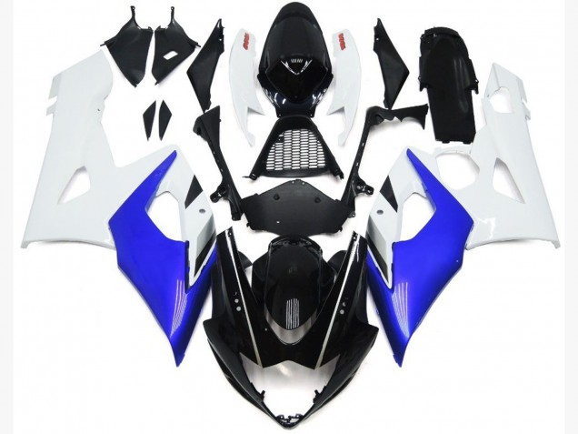 Brillo Azul & Blanco Brillo 2005-2006 Suzuki GSXR 1000 Carenados Moto Brillo Azul & Blanco Brillo 2005-2006 Suzuki GSXR 1000 Carenados Moto