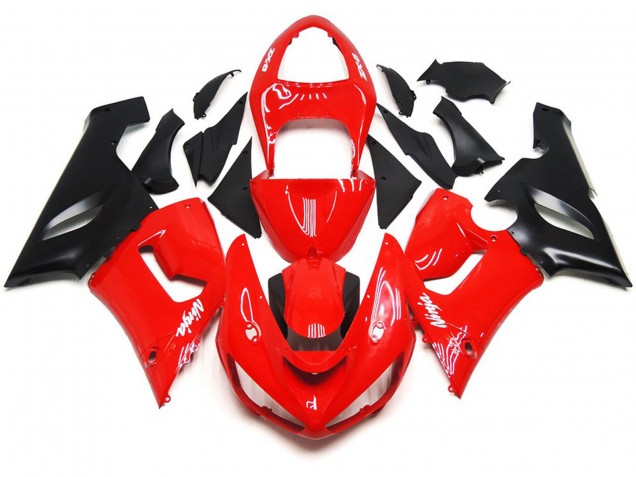 Calcomanías Lisas En Rojo & Blanco Brillante 2005-2006 Kawasaki ZX6R Carenados Moto Calcomanías Lisas En Rojo & Blanco Brillante 2005-2006 Kawasaki ZX6R Carenados Moto