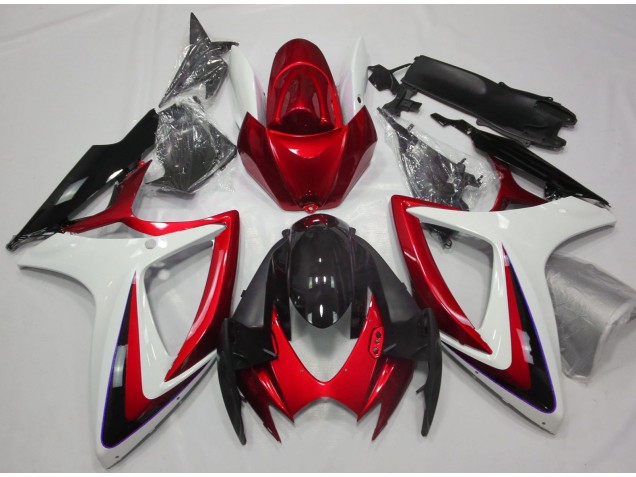 Degradado Rojo & Blanco 2006-2007 Suzuki GSXR 600-750 Carenados Moto Degradado Rojo & Blanco 2006-2007 Suzuki GSXR 600-750 Carenados Moto