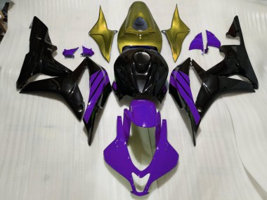 Detalles En Negro Brillante Morado & Dorado 2007-2008 Honda CBR600RR Carenados Moto