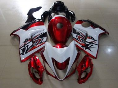 Diseño Rojo Brillante & Blanco 2008-2020 Suzuki GSXR 1300 Carenados Moto