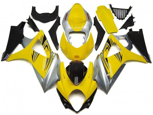 Estilo Amarillo & Plateado OEM 2007-2008 Suzuki GSXR 1000 Carenados Moto Estilo Amarillo & Plateado OEM 2007-2008 Suzuki GSXR 1000 Carenados Moto