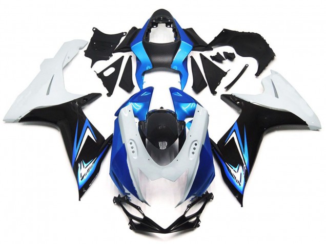 Estilo Azul Claro & Blanco Brillante Con Negro 2011-2024 Suzuki GSXR 600-750 Carenados Moto Estilo Azul Claro & Blanco Brillante Con Negro 2011-2024 Suzuki GSXR 600-750 Carenados Moto