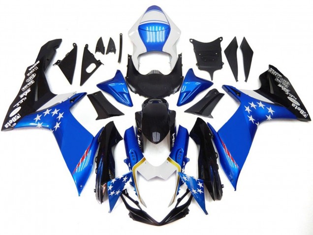 Estilo Azul Con Estrellas Rojas 2011-2024 Suzuki GSXR 600-750 Carenados Moto Estilo Azul Con Estrellas Rojas 2011-2024 Suzuki GSXR 600-750 Carenados Moto