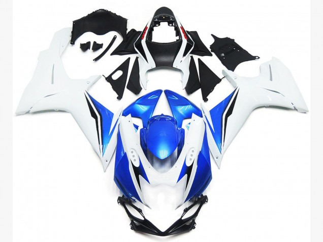 Estilo Blanco Brillante & Azul 2011-2024 Suzuki GSXR 600-750 Carenados Moto Estilo Blanco Brillante & Azul 2011-2024 Suzuki GSXR 600-750 Carenados Moto
