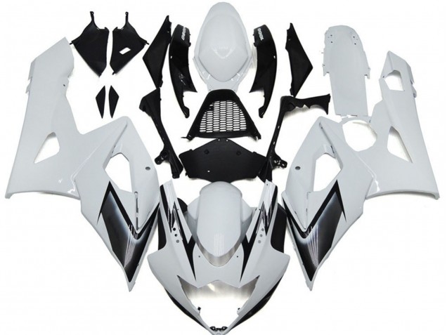 Estilo Blanco Brillante Con Toques Plateados 2005-2006 Suzuki GSXR 1000 Carenados Moto Estilo Blanco Brillante Con Toques Plateados 2005-2006 Suzuki GSXR 1000 Carenados Moto