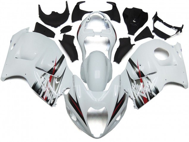 Estilo Blanco Brillante & Plateado 1997-2007 Suzuki GSXR 1300 Carenados Moto Estilo Blanco Brillante & Plateado 1997-2007 Suzuki GSXR 1300 Carenados Moto