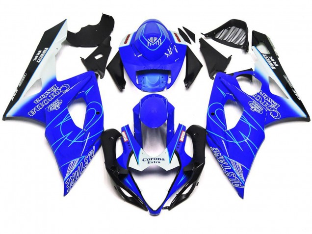 Estilo Corona Azul & Blanco 2005-2006 Suzuki GSXR 1000 Carenados Moto Estilo Corona Azul & Blanco 2005-2006 Suzuki GSXR 1000 Carenados Moto