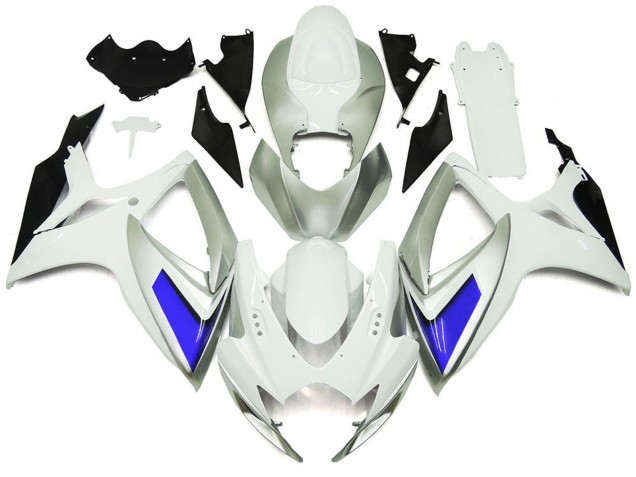 Estilo Plateado Blanco & Azul Brillante 2006-2007 Suzuki GSXR 600-750 Carenados Moto Estilo Plateado Blanco & Azul Brillante 2006-2007 Suzuki GSXR 600-750 Carenados Moto