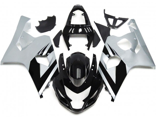 Estilo Plateado & Negro Brillante OEM 2004-2005 Suzuki GSXR 600-750 Carenados Moto Estilo Plateado & Negro Brillante OEM 2004-2005 Suzuki GSXR 600-750 Carenados Moto