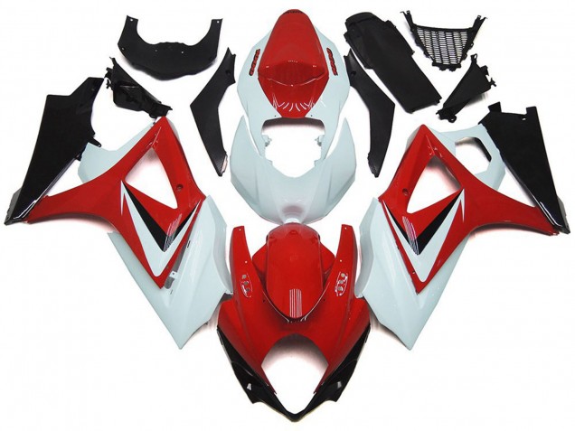 Estilo Rojo Brillante Con Blanco OEM 2007-2008 Suzuki GSXR 1000 Carenados Moto Estilo Rojo Brillante Con Blanco OEM 2007-2008 Suzuki GSXR 1000 Carenados Moto