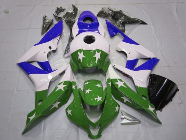 Estrellas & Rayas Verdes & Azules 2007-2008 Honda CBR600RR Carenados Moto