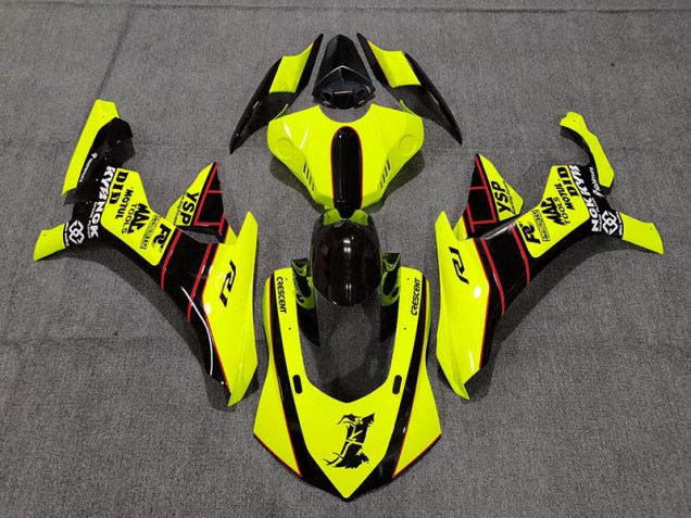 Floro Amarillo & Negro 2015-2019 Yamaha R1 Carenados Moto