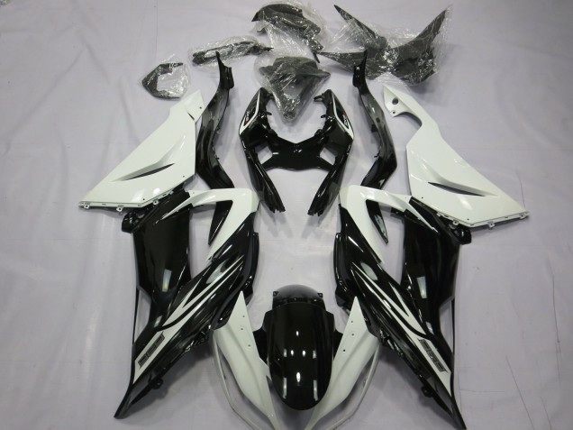 Liso Brillo Negro Blanco 2013-2018 Kawasaki ZX6R Carenados Moto Liso Brillo Negro Blanco 2013-2018 Kawasaki ZX6R Carenados Moto