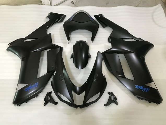 Logotipo Negro Mate & Azul 2007-2008 Kawasaki ZX6R Carenados Moto Logotipo Negro Mate & Azul 2007-2008 Kawasaki ZX6R Carenados Moto