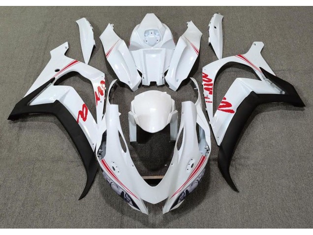 Logotipos En Blanco Perla & Rojo 2016-2019 Kawasaki ZX10R Carenados Moto Logotipos En Blanco Perla & Rojo 2016-2019 Kawasaki ZX10R Carenados Moto