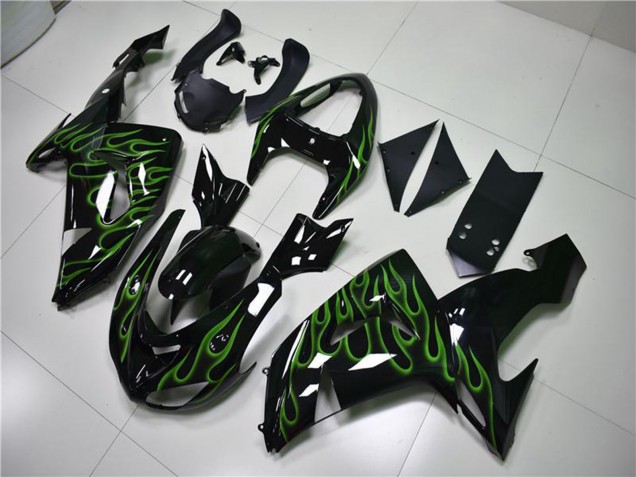 Comprar Carenados Moto Kawasaki ZX10R 2006-2007 - Negro Brillante Verde Llama