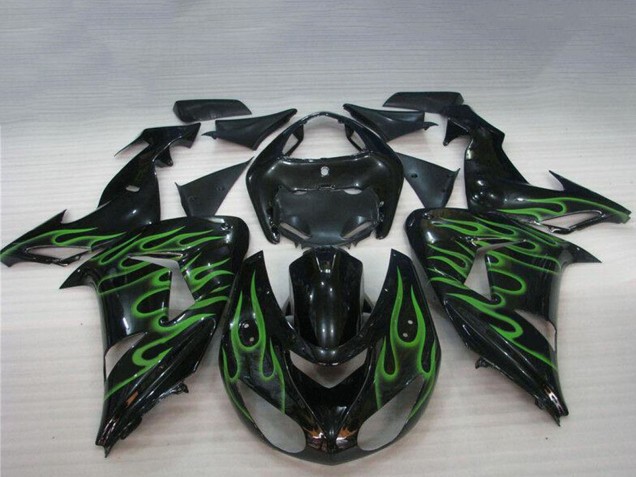 Comprar Carenados Moto Kawasaki ZX10R 2006-2007 - Negro Brillante Verde Llama