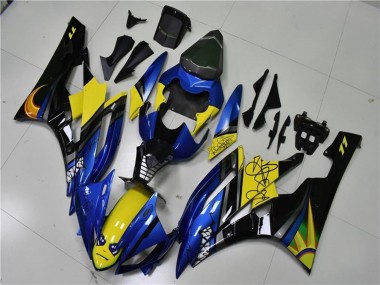 Comprar Carenados Moto Yamaha YZF R6 2006-2007 - Azul Amarillo Negro Brillante Tiburón