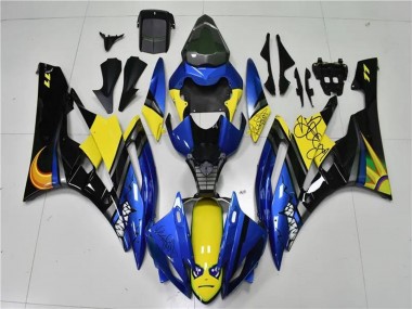 Comprar Carenados Moto Yamaha YZF R6 2006-2007 - Azul Amarillo Negro Brillante Tiburón