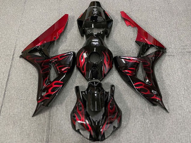 Comprar Carenados Moto Honda CBR1000RR 2006-2007 - Negro Brillante Rojo Llama