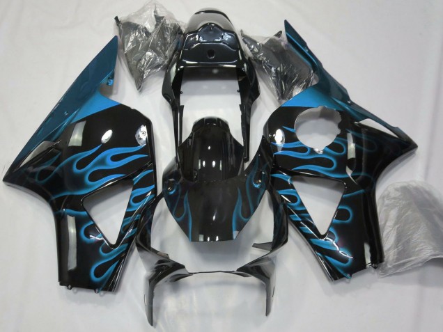 Comprar Carenados Moto Honda CBR954RR 2002-2003 - Negro Brillante Azul Claro Llama
