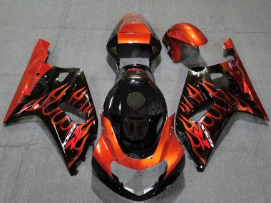 Comprar Carenados Moto Suzuki GSXR 600 / GSXR 750 2001-2003 - Negro Brillante Naranja Llama