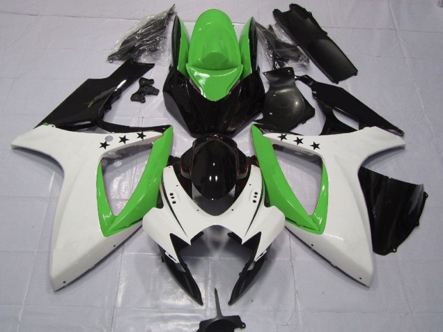 Comprar Carenados Moto Suzuki GSXR 600 / GSXR 750 2006-2007 - Verde Blanco Negro Brillante Estrella