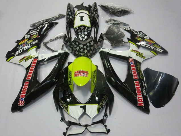 Comprar Carenados Moto Suzuki GSXR 600 / GSXR 750 2008-2010 - Blanco Amarillo Rojo Negro National Guard