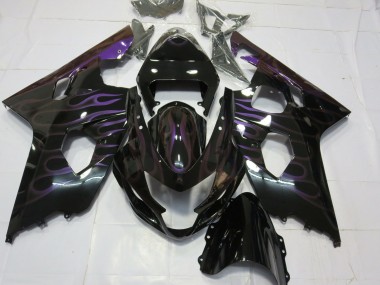 Comprar Carenados Moto Suzuki GSXR 600 / GSXR 750 2004-2005 - Negro Brillante Púrpura Llama