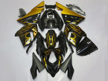 Comprar Carenados Moto Kawasaki ZX10R 2004-2005 - Negro Brillante Oro Llama