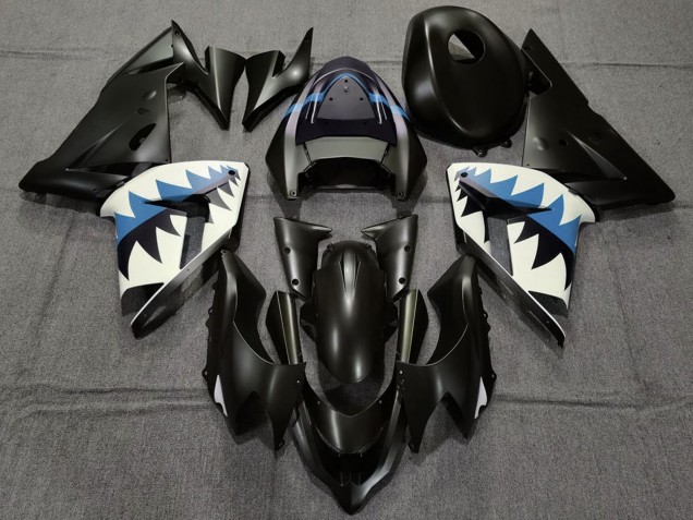 Comprar Carenados Moto Kawasaki ZX10R 2004-2005 - Negro Mate Azul Claro Tiburón