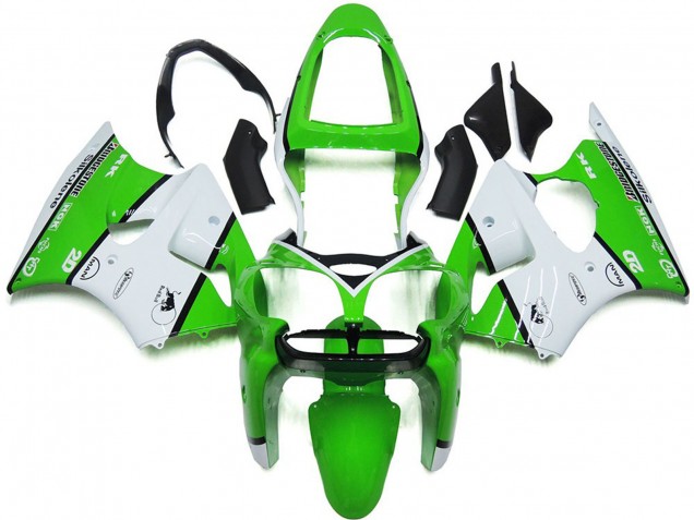 Comprar Carenados Moto Kawasaki ZX6R 2000-2002 - Blanco Verde Negro Bridgestone Silkolene