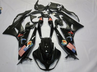 Comprar Carenados Moto Kawasaki ZX6R 2009-2012 - Negro Brillante Negro Mate American Flag