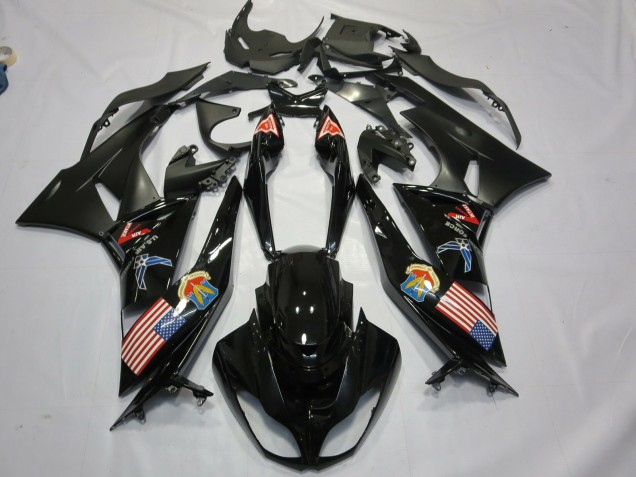Comprar Carenados Moto Kawasaki ZX6R 2009-2012 - Negro Brillante Negro Mate American Flag